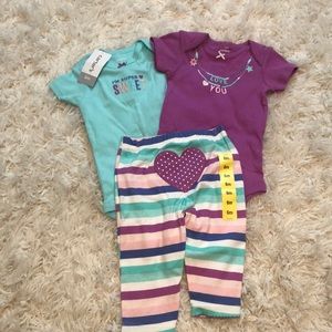 NWT 2 short sleeve onesies, striped pants